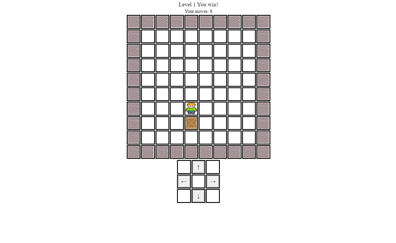 A sokoban game with images in HTML tables.